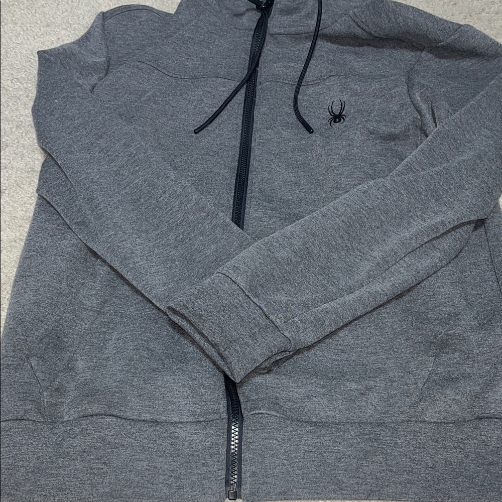 Spyder Men's Charcoal Full-Zip Hooded Sweater